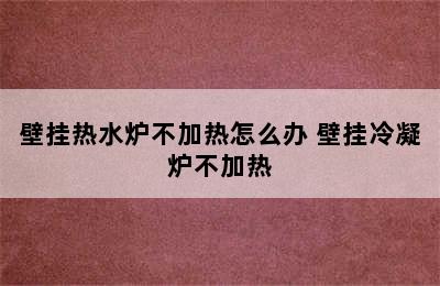 壁挂热水炉不加热怎么办 壁挂冷凝炉不加热